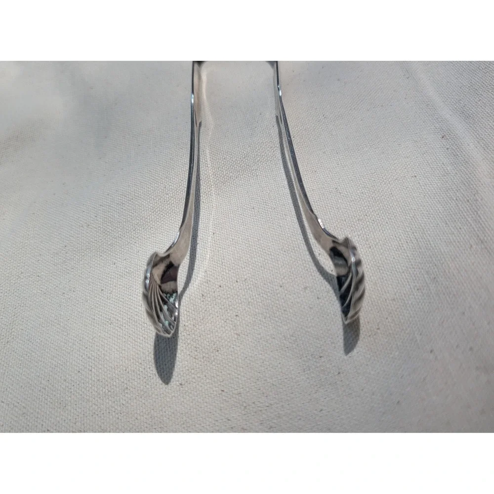 James Adam Antique Coin Silver Sugar Tongs Shell Motif Monogrammed Georgian